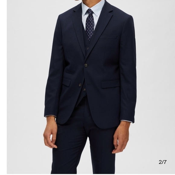 SelectedHommes Modern Classic Slim Fit Suit Blazer Jacket Luxury Navy Blue 38R